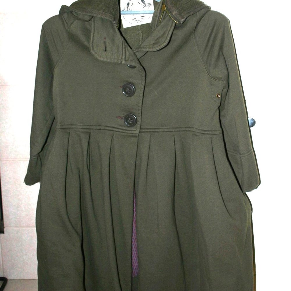 FREE PEOPLE Olive Cotton Tunic/Dress Empire Waist Medium 8/10 Skirt Part Lined